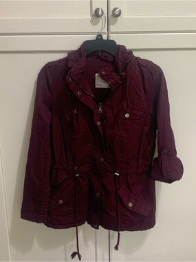 Women's Burgundy Utility Anorak Jacket